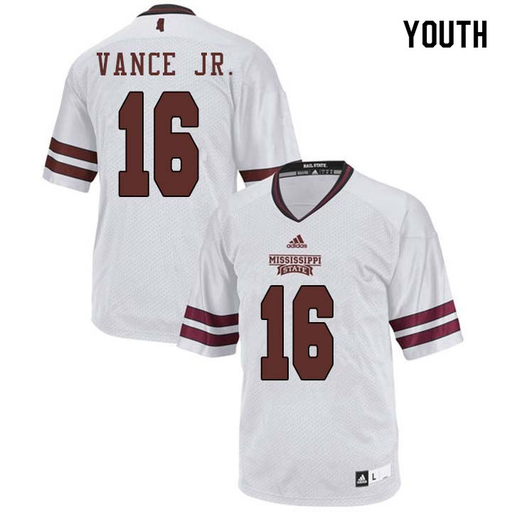 Youth #16 Kareem Vance Jr. Mississippi State Bulldogs College Football Jerseys Sale-White